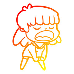 warm gradient line drawing cartoon woman talking loudly