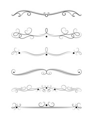 Obraz premium Wektor zestaw elementów kaligraficznych i graficznych (dzielnik tekstu, wzór, monogram, curlicues, kwiat) do dekoracji strony, kartki z życzeniami (ślub, walentynki, urodziny, święta).