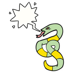 hissing cartoon snake and speech bubble
