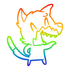 rainbow gradient line drawing laughing fox cartoon