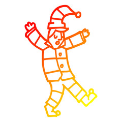 warm gradient line drawing cartoon man in traditional pyjamas