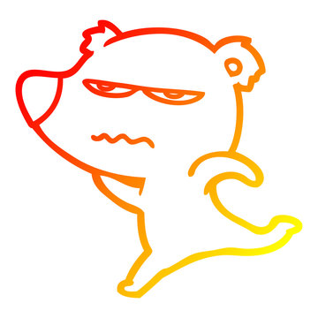 recommend clip art: warm gradient line drawing annoyed bear cartoon running