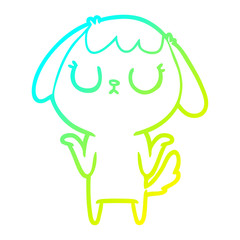 cold gradient line drawing cute cartoon dog