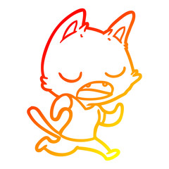 warm gradient line drawing talking cat cartoon