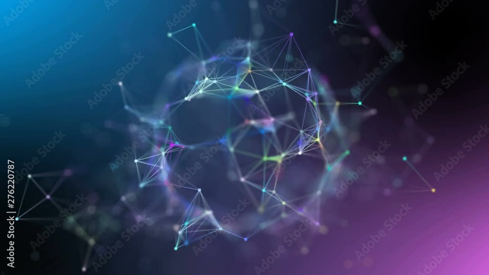 Poster blue plexus fantasy abstract technology and engineering motion background rotating and creating an e