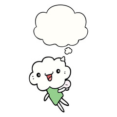 cartoon cloud head creature and thought bubble