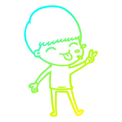 cold gradient line drawing cartoon boy