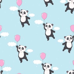 Naklejka premium Kreskówka wzór bezszwowe Panda