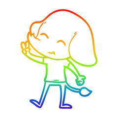 rainbow gradient line drawing cute cartoon elephant