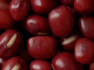 Macro Close-up of Adzuki Beans, Vigna angularis, Food Background