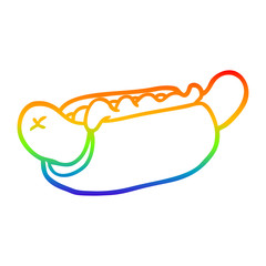 rainbow gradient line drawing fresh tasty hot dog