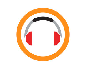 Music headphones logo design template