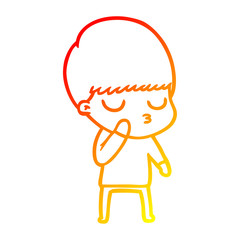 warm gradient line drawing cartoon calm boy