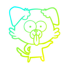 Obraz premium cold gradient line drawing cartoon dog with tongue sticking out