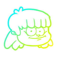 cold gradient line drawing cartoon female face