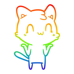 rainbow gradient line drawing cartoon happy cat