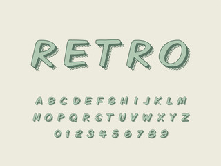 Retro font and alphabet. Stock vector illustration