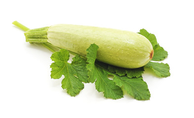 Zucchini with leaves.