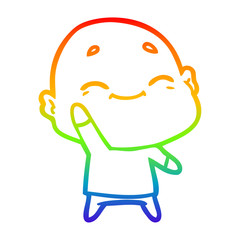 rainbow gradient line drawing happy cartoon bald man