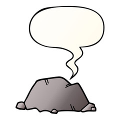 cartoon rock and speech bubble in smooth gradient style