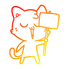 warm gradient line drawing cartoon cat