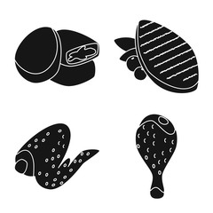 Vector design of restaurant and agriculture sign. Collection of restaurant and raw stock symbol for web.