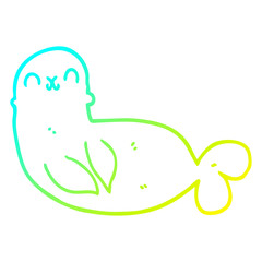 cold gradient line drawing cartoon seal
