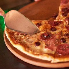 pizza with salami and cheese
