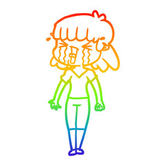 rainbow gradient line drawing cartoon woman