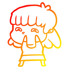 Obraz premium warm gradient line drawing cartoon worried woman