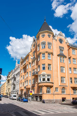 Fototapeta na wymiar Helsinki street scene. Finland, EU