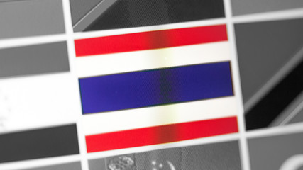 Thailand national flag of country. Thailand flag on the display, a digital moire effect.