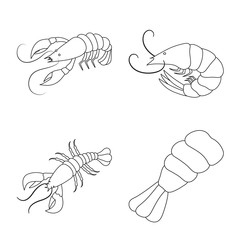 Vector design of food and sea symbol. Set of food and animal stock symbol for web.