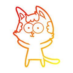 warm gradient line drawing happy cartoon cat