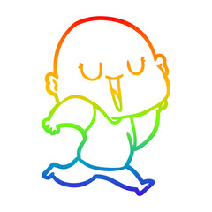 rainbow gradient line drawing happy cartoon bald man