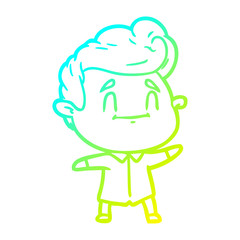 cold gradient line drawing happy cartoon man