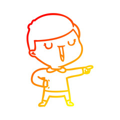 warm gradient line drawing cartoon happy boy