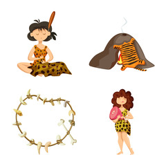 Vector design of ancient and age sign. Set of ancient and archeology stock symbol for web.