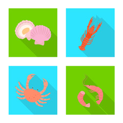 Fototapeta na wymiar Vector illustration of product and ocean icon. Set of product and restaurant vector icon for stock.