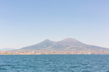Fototapeta na wymiar Mount Vesuvius - volcano, Italy. Photo made from Gulf of Naples
