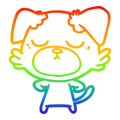 rainbow gradient line drawing cute cartoon dog
