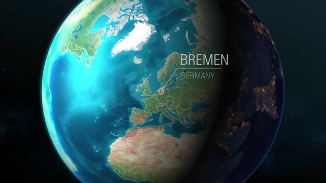 Germany - Bremen - Zooming from space to earth