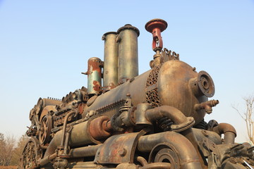 Train sculpture in the park