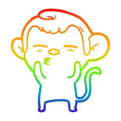rainbow gradient line drawing cartoon suspicious monkey