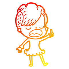 warm gradient line drawing cartoon cool hipster girl talking