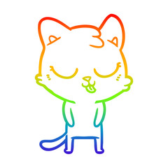 rainbow gradient line drawing cartoon cat