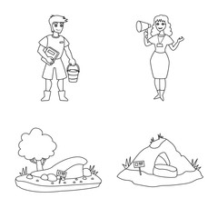 Isolated object of entertainment and forest sign. Collection of entertainment and park vector icon for stock.