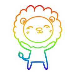 rainbow gradient line drawing cartoon lion
