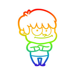rainbow gradient line drawing happy cartoon man