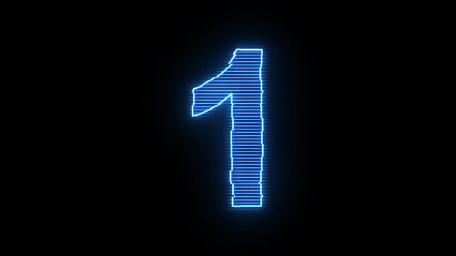 Number 1 blue hologram distorted text 4K animation	